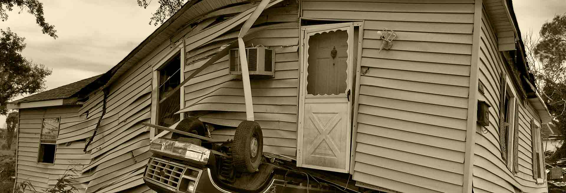 house devastated by hurricane