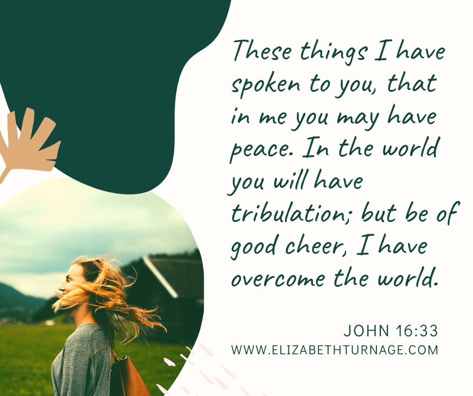 These things I have spoken to you, that in me you may have peace. In the world you will have tribulation; but be of good cheer, I have overcome the world. John 16:33.