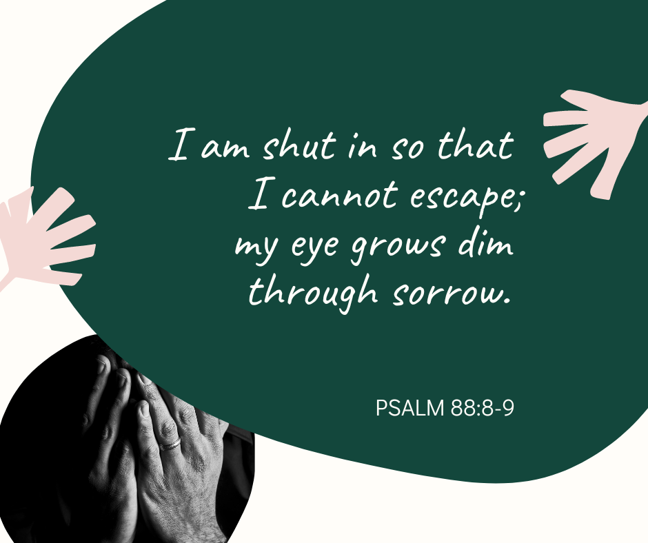 I am shut in so that I cannot escape; my eye grows dim through sorrow. Psalm 88:8-9