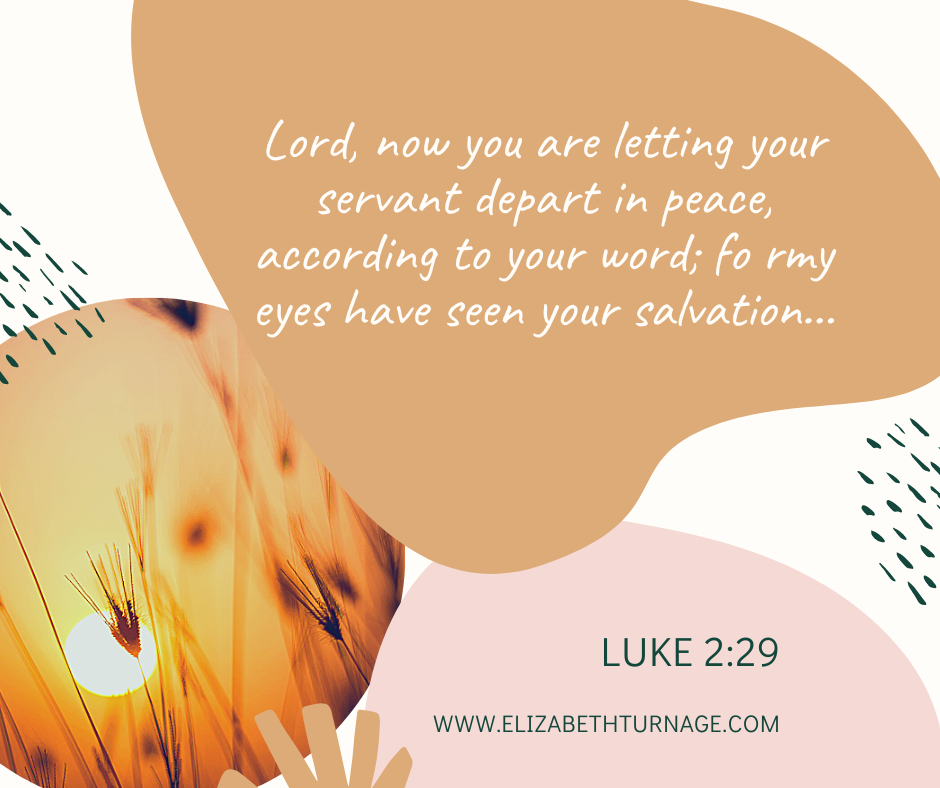 Lord, now you are letting your servant depart in peace, according to your word; for my eyes have seen your salvation…Luke 2:29