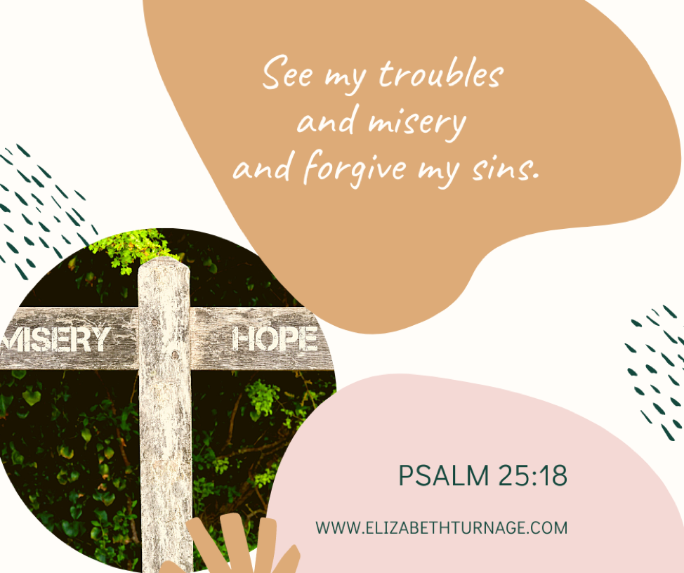 See my troubles and misery and forgive my sins. Psalm 25:2