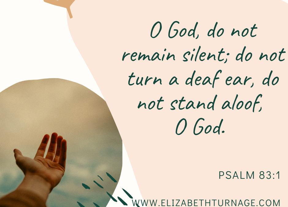 O God, do not remain silent; do not turn a deaf ear, do not stand aloof, O God. Psalm 83:1