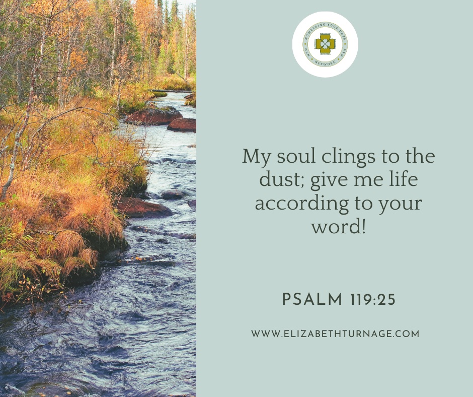 My soul clings to the dust; give me life according to your word! Psalm 119:25