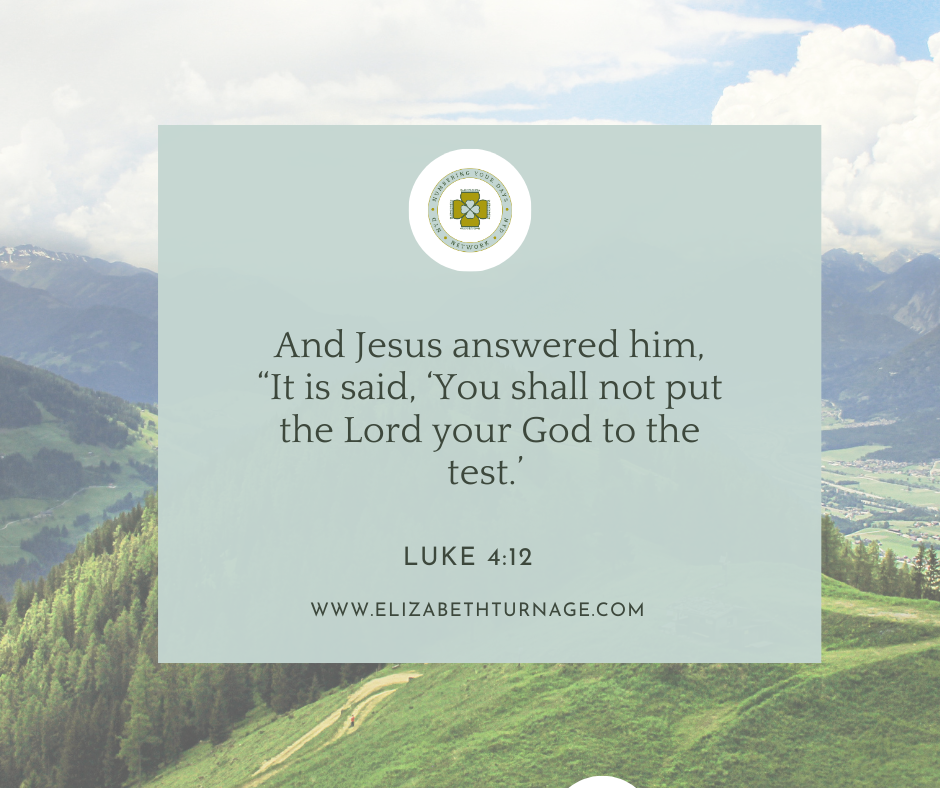 And Jesus answered him, “It is said, ‘You shall not put the Lord your God to the test.’ Luke 4:12