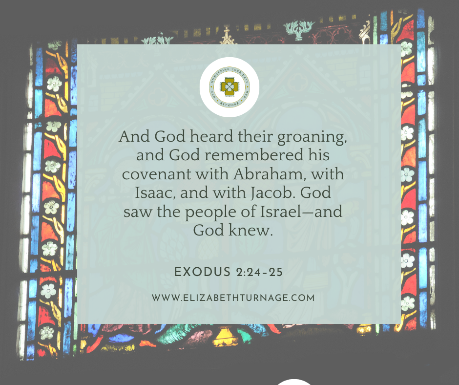 And God heard their groaning, and God remembered his covenant with Abraham, with Isaac, and with Jacob. God saw the people of Israel—and God knew. Exodus 2:24–25