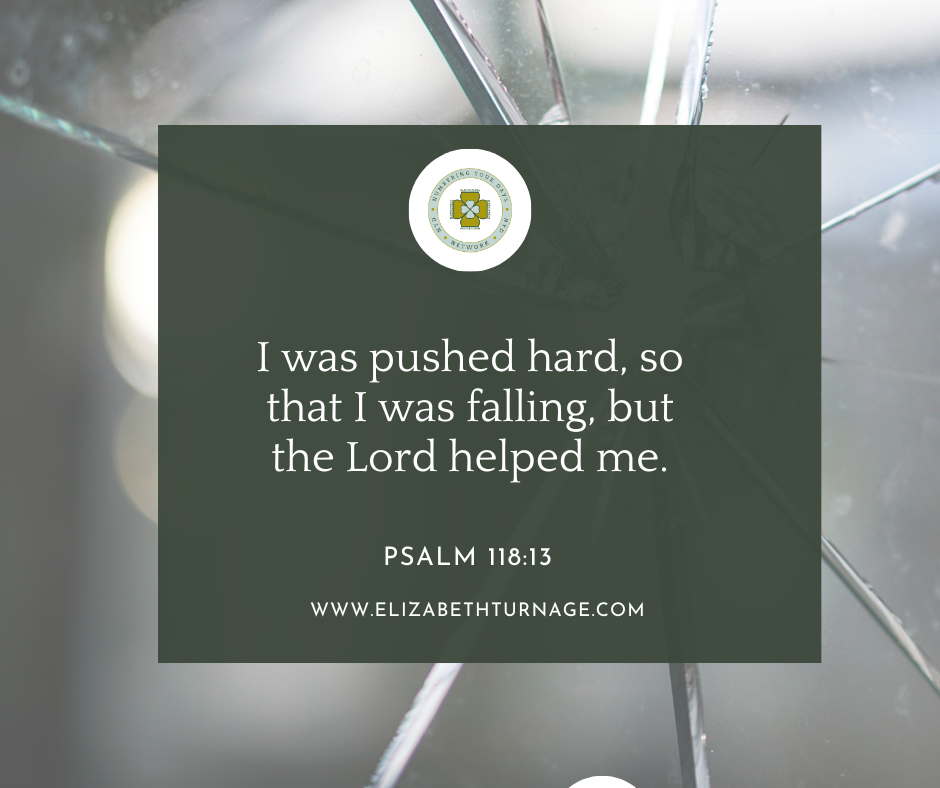 I was pushed hard, so that I was falling, but the Lord helped me. Psalm 118:13