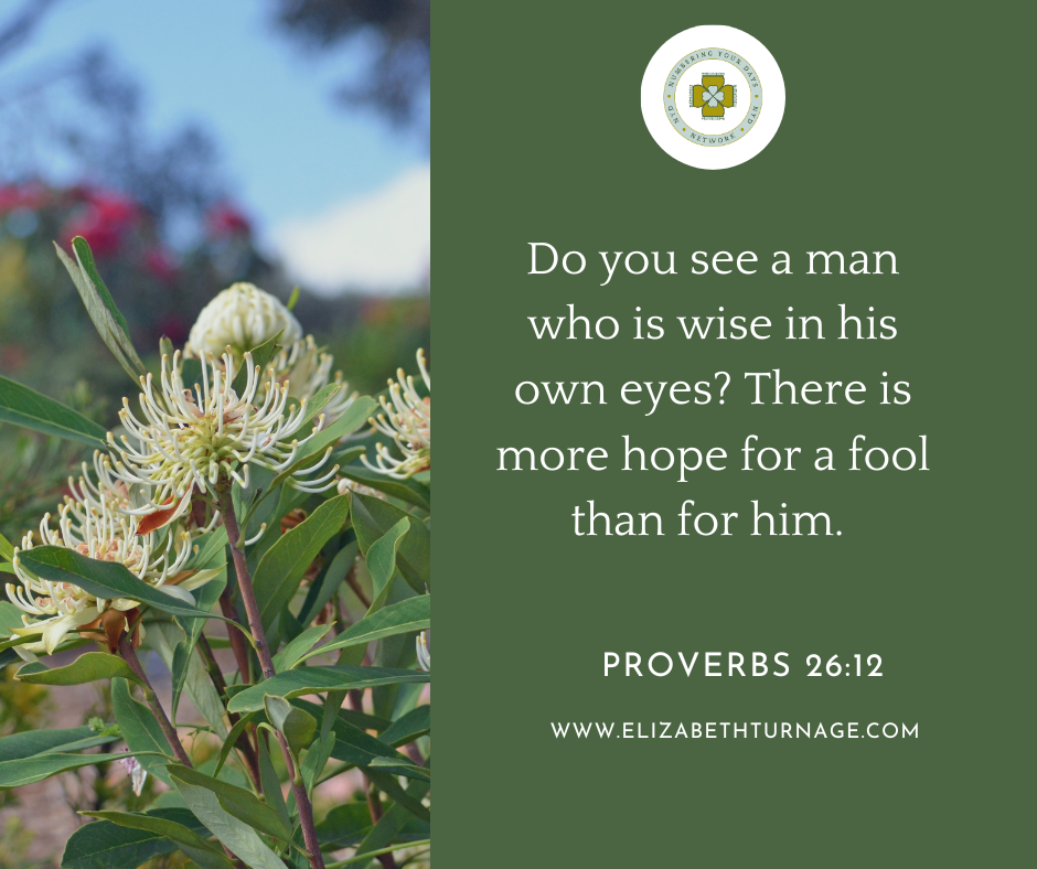 Do you see a man who is wise in his own eyes? There is more hope for a fool than for him. Proverbs 26:12