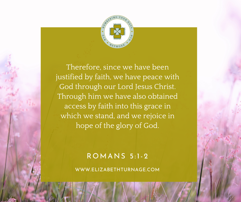 Therefore, since we have been justified by faith, we have peace with God through our Lord Jesus Christ. Through him we have also obtained access by faith into this grace in which we stand, and we rejoice in hope of the glory of God. Romans 5:1-2