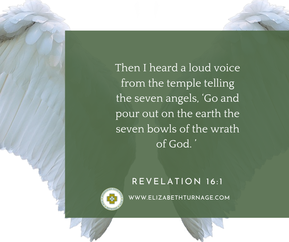 Then I heard a loud voice from the temple telling the seven angels, ‘Go and pour out on the earth the seven bowls of the wrath of God. ’ Revelation 16:1