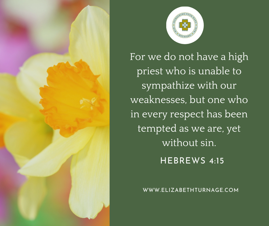 For we do not have a high priest who is unable to sympathize with our weaknesses, but one who in every respect has been tempted as we are, yet without sin. Hebrews 4:15