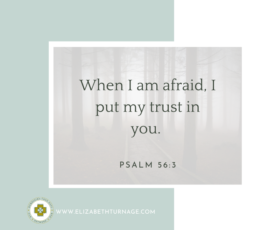 When I am afraid, I put my trust in you. Psalm 56:3