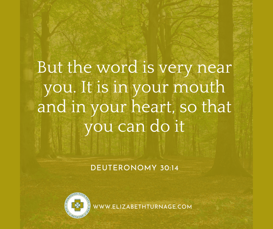 But the word is very near you. It is in your mouth and in your heart, so that you can do it. Deuteronomy 30:14