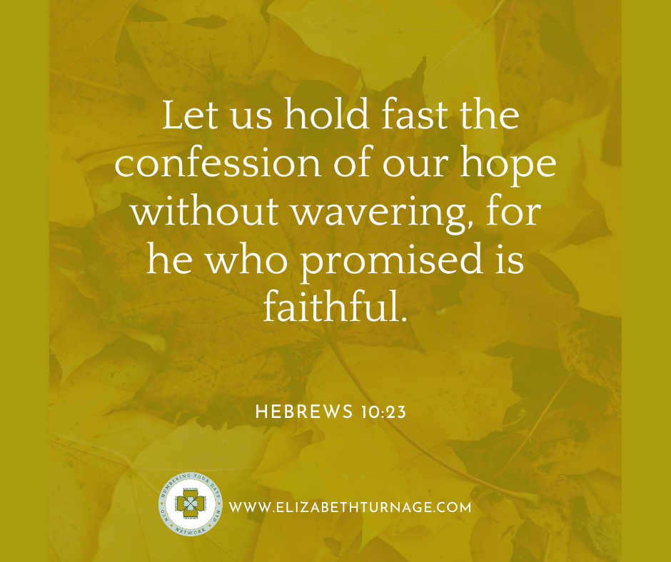 Let us hold fast the confession of our hope without wavering, for he who promised is faithful. Heb. 10:23