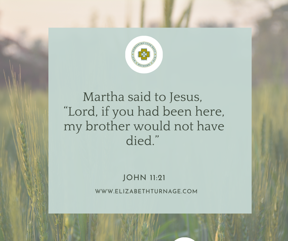 Martha said to Jesus, “Lord, if you had been here, my brother would not have died.” John 11:21