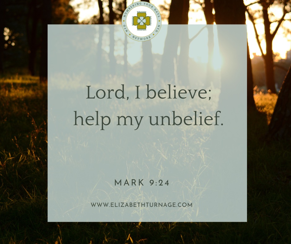 Lord, I believe; help my unbelief. Mark 9:24