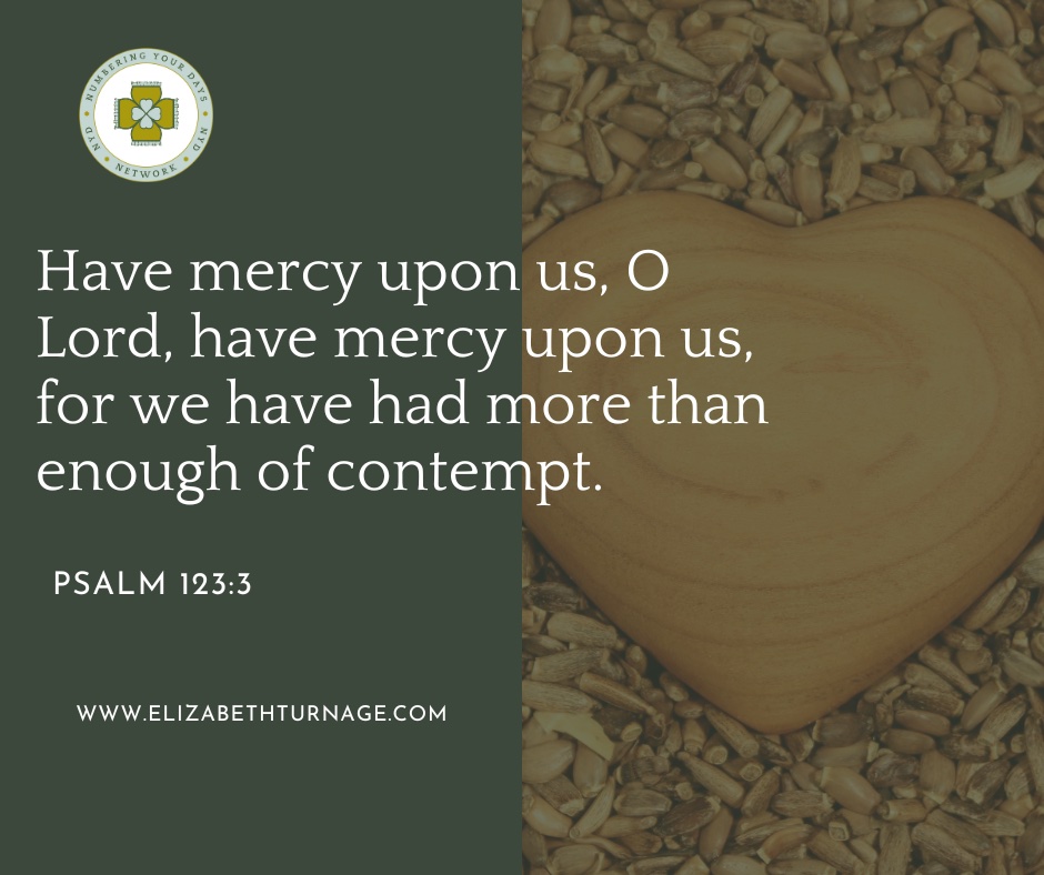 Have mercy upon us, O Lord, have mercy upon us, for we have had more than enough of contempt. Psalm 123:3