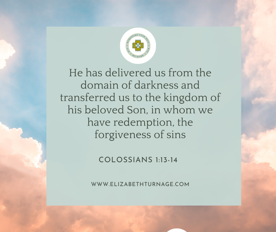 He has delivered us from the domain of darkness and transferred us to the kingdom of his beloved Son, in whom we have redemption, the forgiveness of sins. Colossians 1:13-14