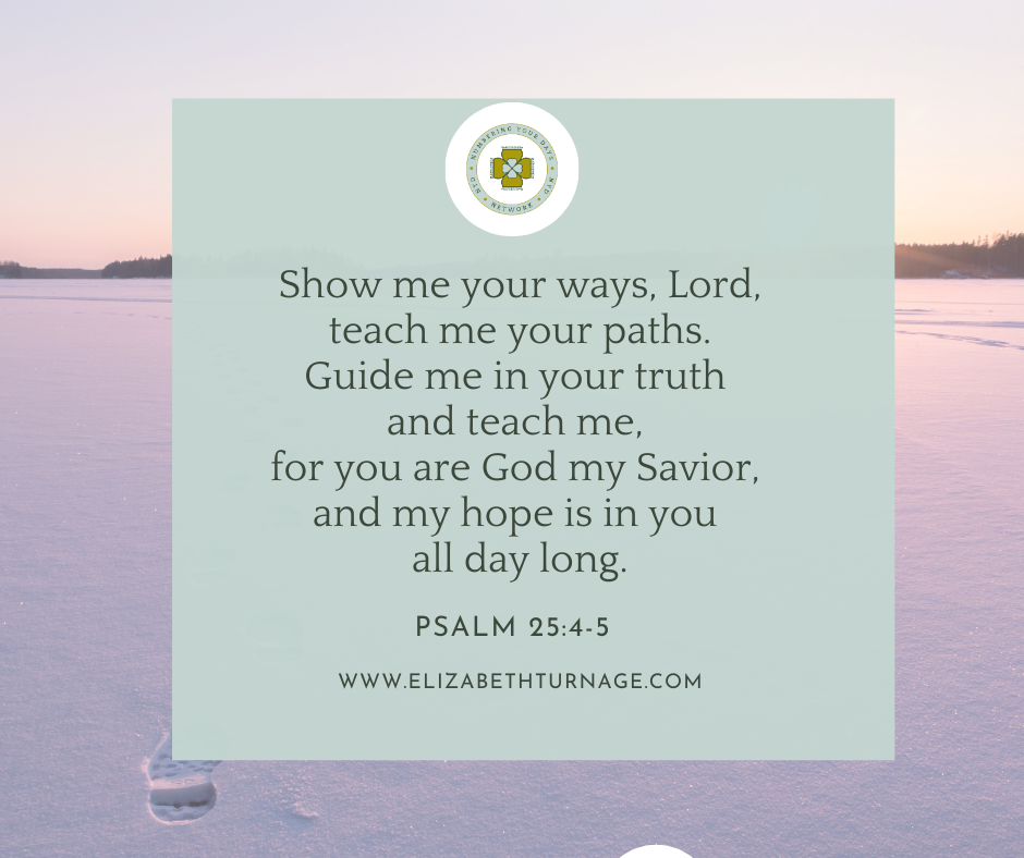 Show me your ways, Lord, teach me your paths. Guide me in your truth and teach me, for you are God my Savior, and my hope is in you all day long. Psalm 25:4-5